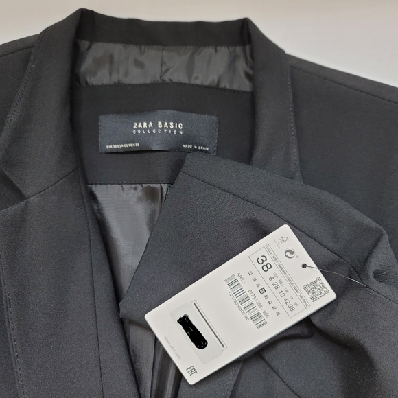 NWT ZARA Inverted Blazer, Size 06 /38 Women's Jacket Black NEW - Picture 10 of 12